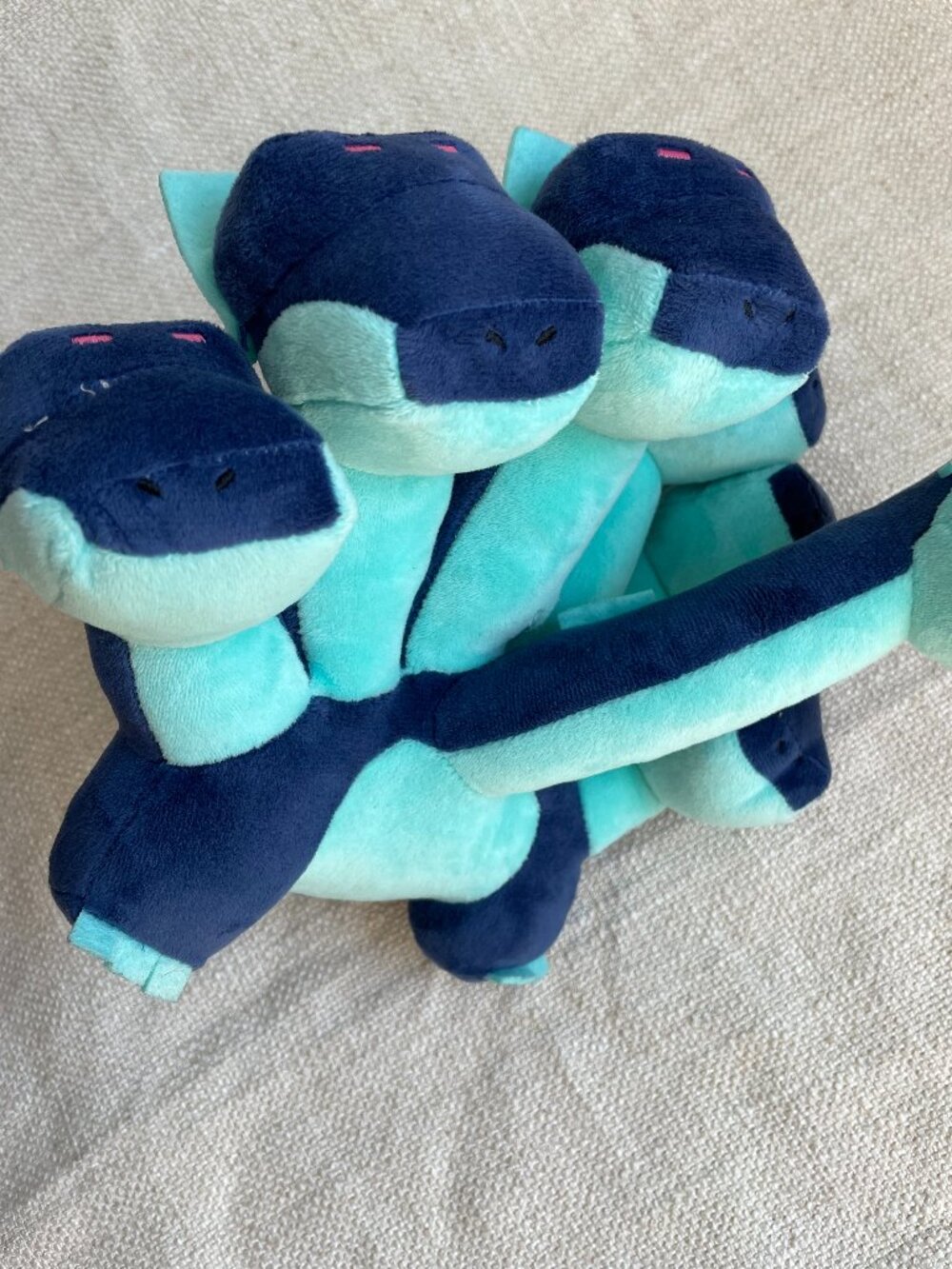 Minecraft 7 Head Blue Hydra Dragon Plush Stuffed Animal Toy CLEAN